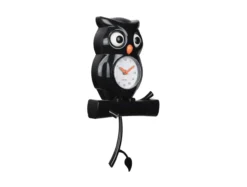 Wall clock Owl pendulum ABS black
