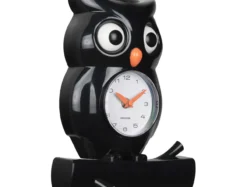 Wall clock Owl pendulum ABS black