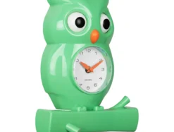 Wall clock Owl pendulum ABS bright green