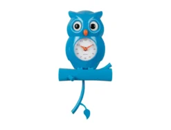 Wall clock Owl pendulum ABS bright blue