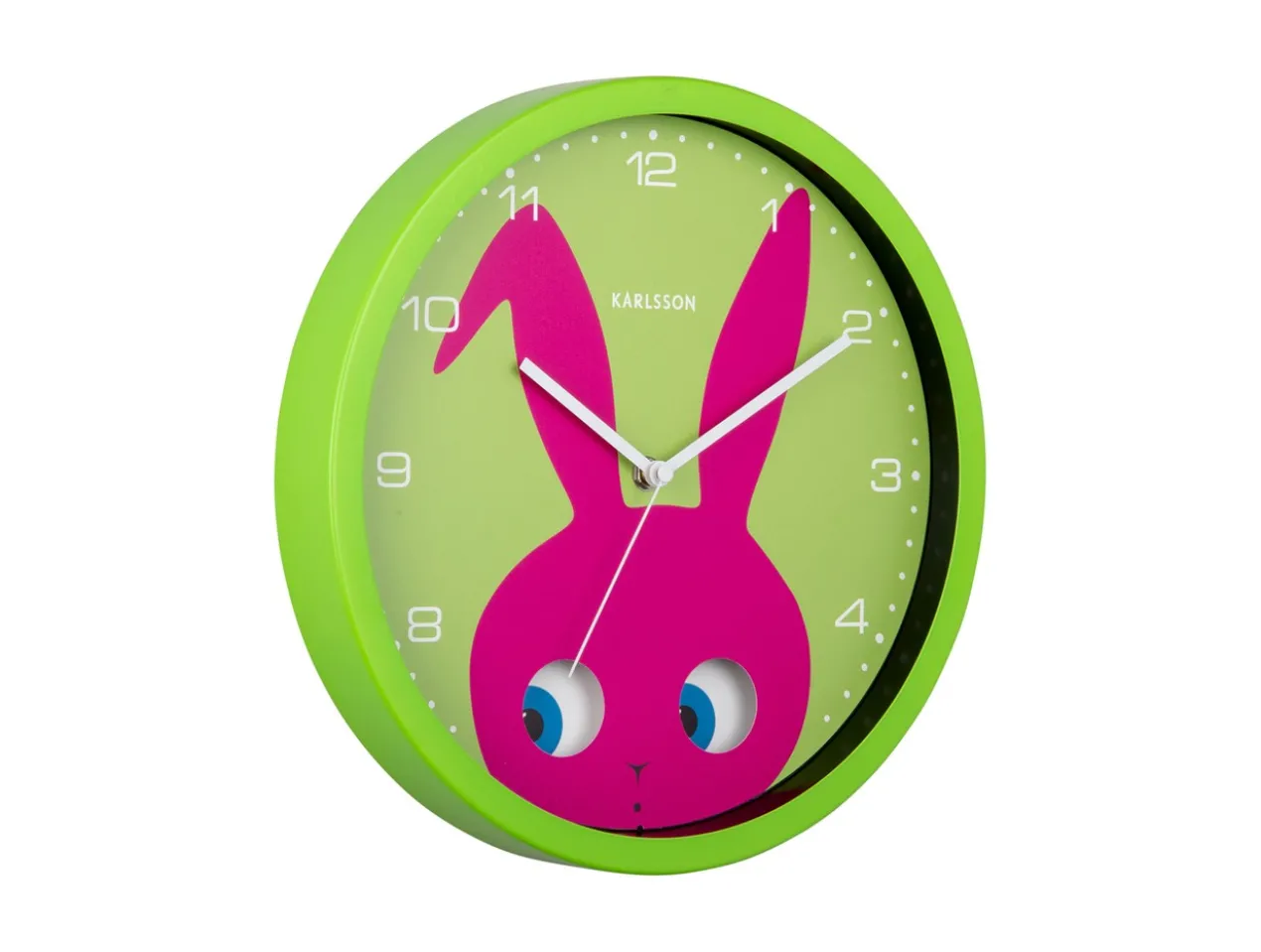 Wall clock Peekaboo Bunny dark green