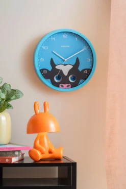 Wall clock Peekaboo Cat dark blue