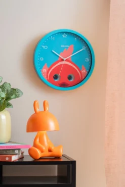 Wall clock Peekaboo Cat dark blue