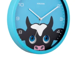 Wall clock Peekaboo Cow blue