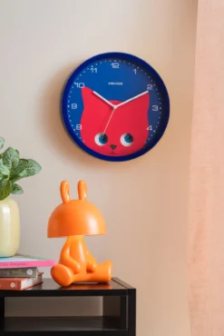 Wall clock Peekaboo Cow blue