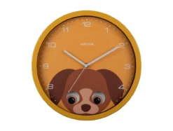 Wall clock Peekaboo Dog yellow