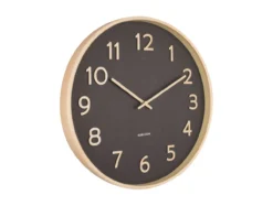Wall clock Pure wood grain medium black