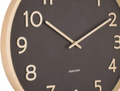 Wall clock Pure wood grain medium black