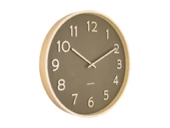 Wall clock Pure wood grain medium moss green