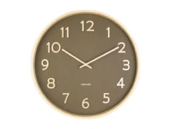 Wall clock Pure wood grain medium moss green