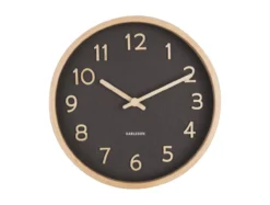Wall clock Pure wood grain small black