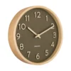 Wall clock Pure wood grain small moss green