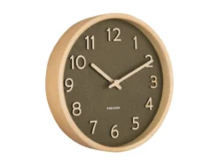 Wall clock Pure wood grain small moss green