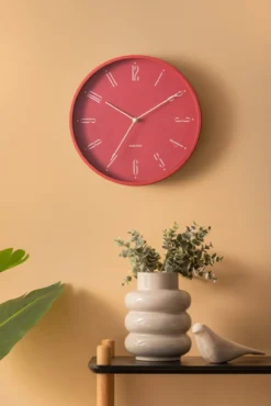 Wall clock Regal Numbers blush red
