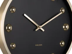 Wall clock Shiny Dots black w. gold