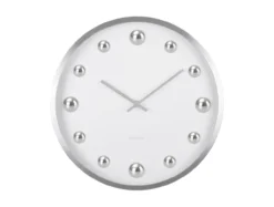 Wall clock Shiny Dots white w. silver