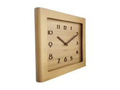 Wall clock Sole squared frame light basswood