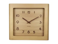 Wall clock Sole squared frame light basswood