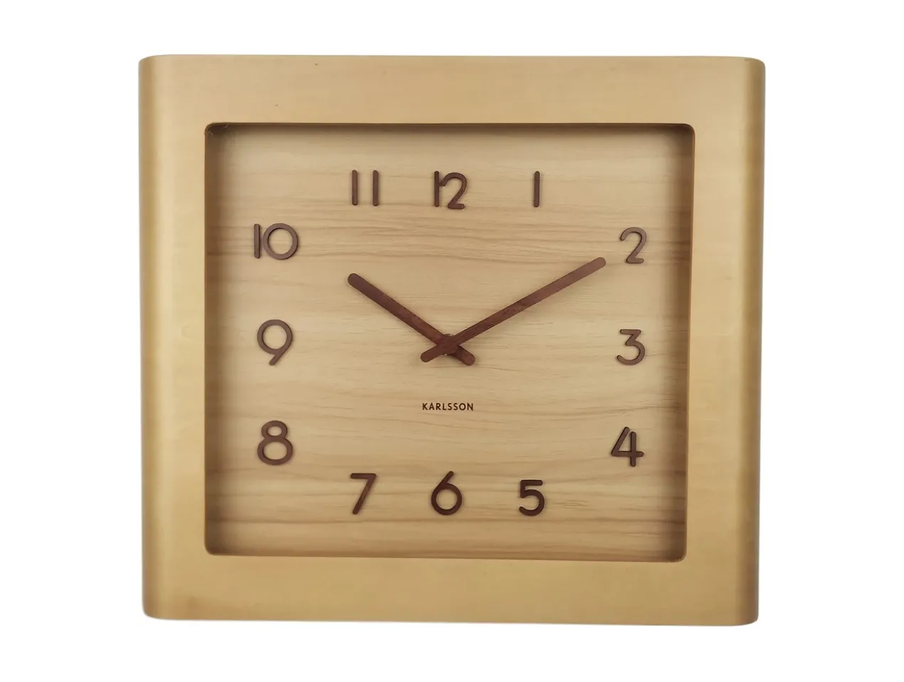 Wall clock Sole squared frame light basswood