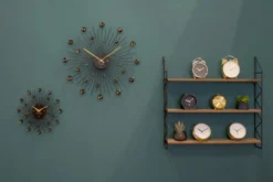 Wall clock Sunburst crystal black large