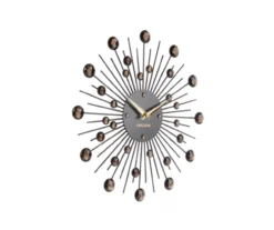 Wall clock Sunburst crystal black medium