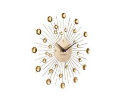 Wall clock Sunburst crystal gold medium