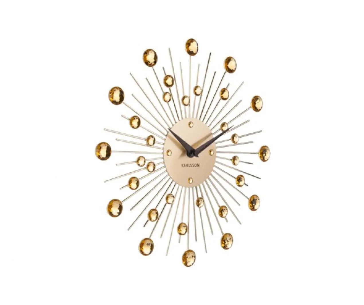 Wall clock Sunburst crystal gold medium