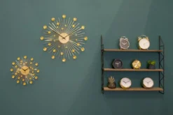 Wall clock Sunburst crystal gold medium