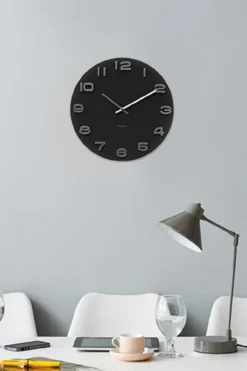 Wall clock Vintage black round glass