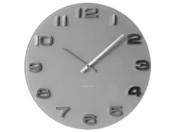 Wall clock Vintage grey round glass