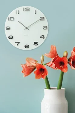 Wall clock Vintage white round glass