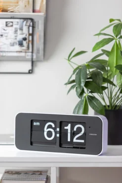Wall clock Wide Flip orange casing, black dial