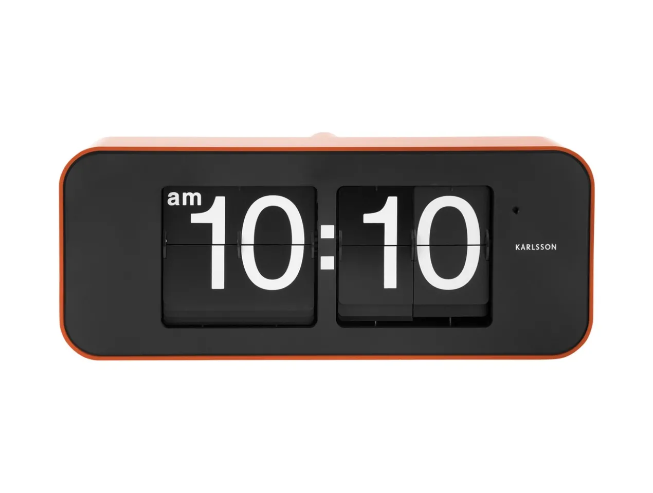 Wall clock Wide Flip orange casing, black dial