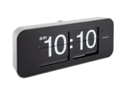 Wall clock Wide Flip silver casing, black dial
