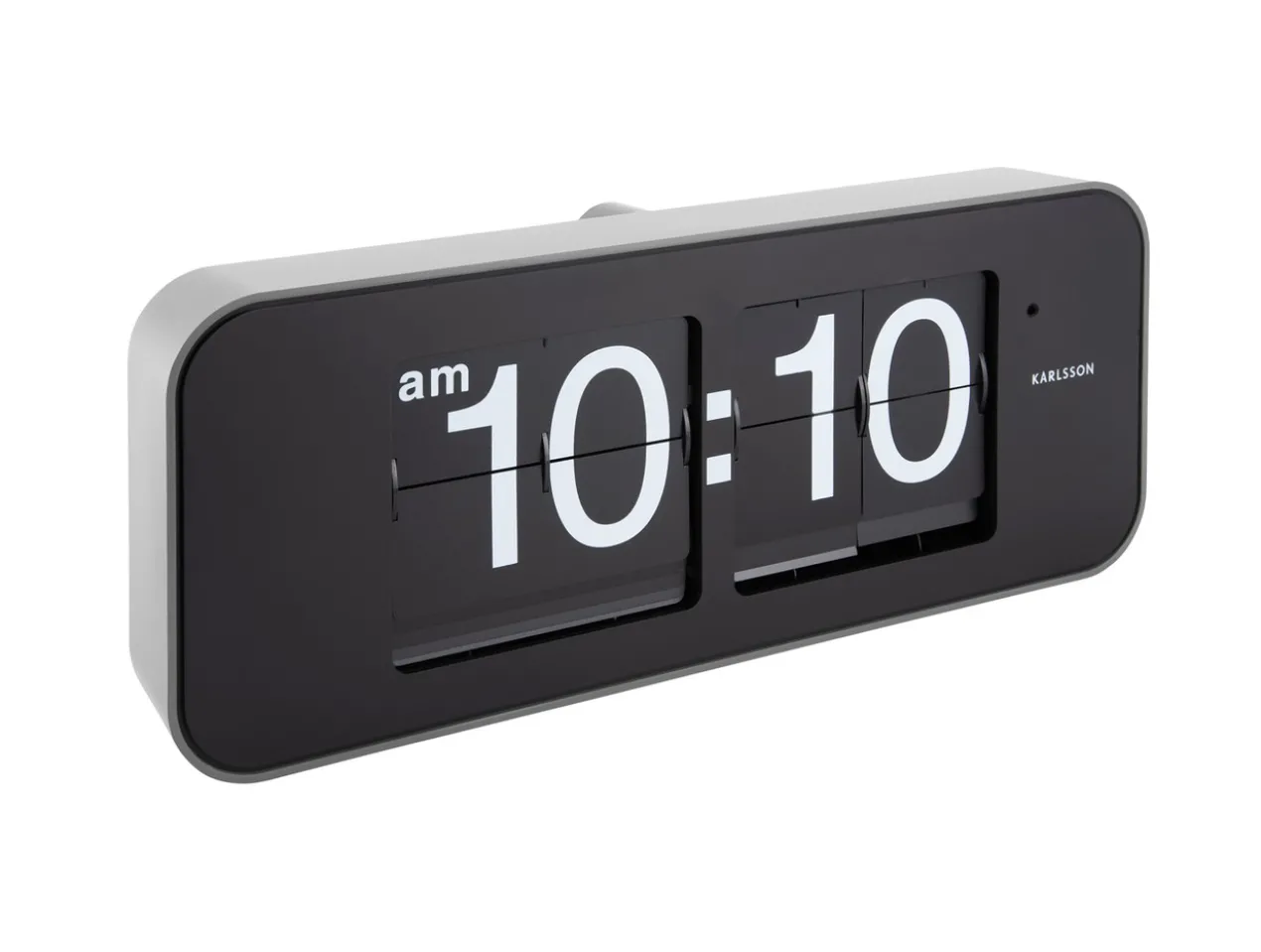 Wall clock Wide Flip silver casing, black dial