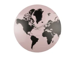 Wall clock World Map iron soft pink