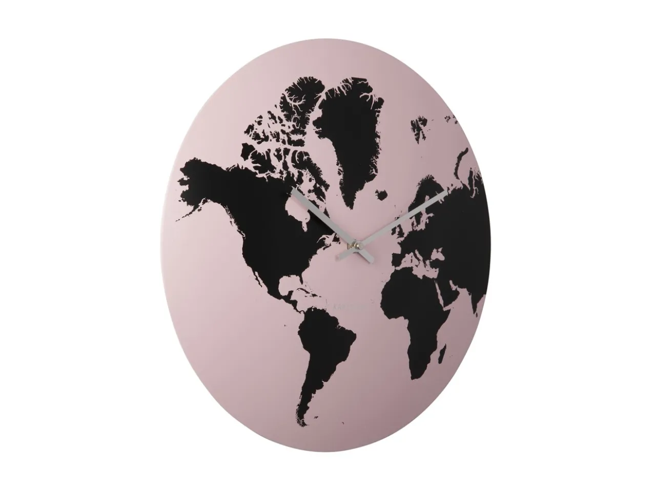 Wall clock World Map iron soft pink