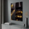 Walljar acrylglas schilderij - Golden Lips Acrylglas schilderij - 50 x 70 cm