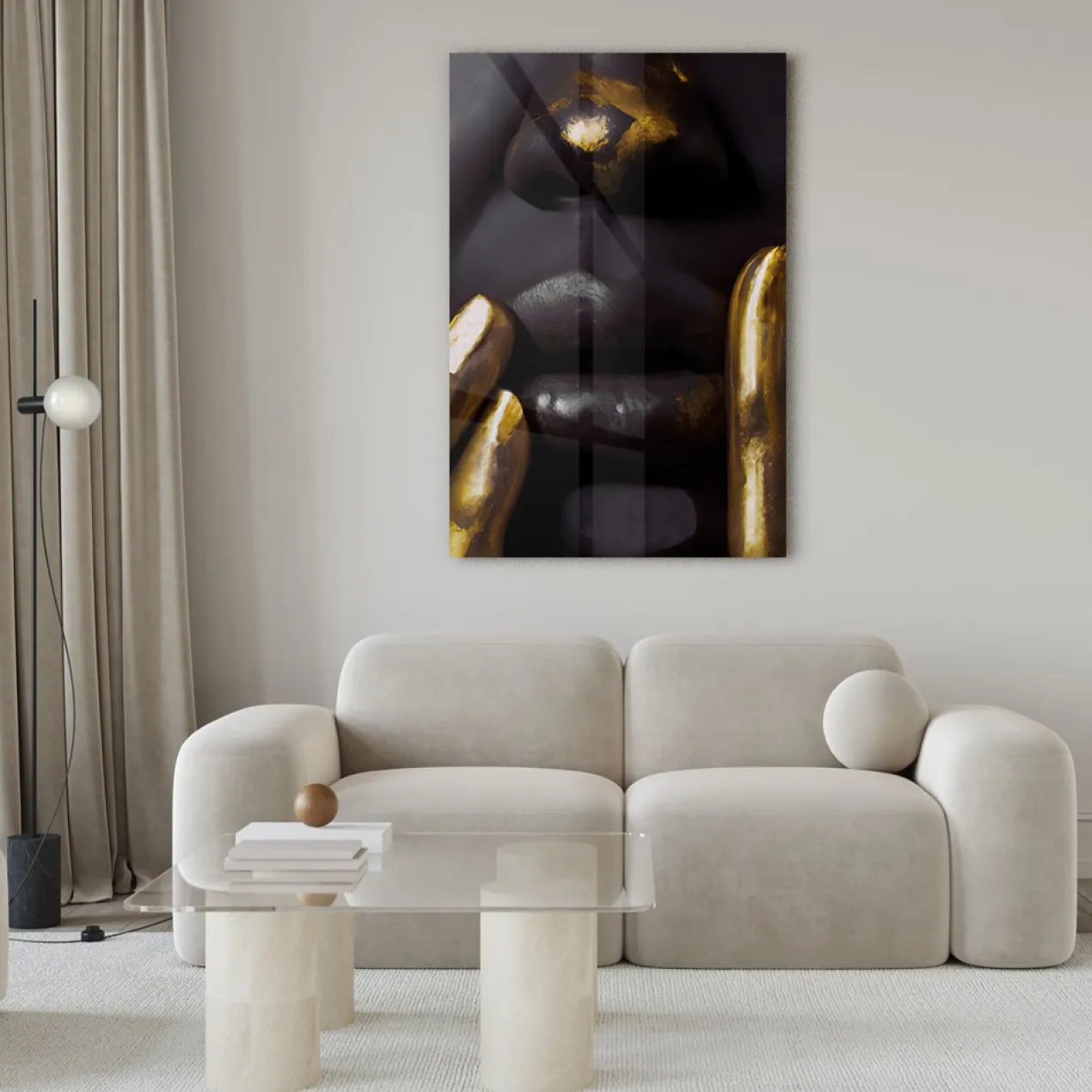 Walljar acrylglas schilderij - Golden Fingers Acrylglas schilderij - 50 x 70 cm