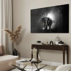 Walljar acrylglas schilderij - Golden Elephant Acrylglas schilderij - 50 x 70 cm