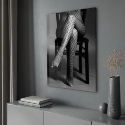 Walljar acrylglas schilderij - Woman On Chair Acrylglas schilderij - 150 x 225 cm