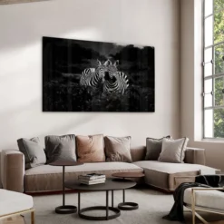 Walljar acrylglas schilderij - Two Zebras Nuzzling Acrylglas schilderij - 80 x 120 cm
