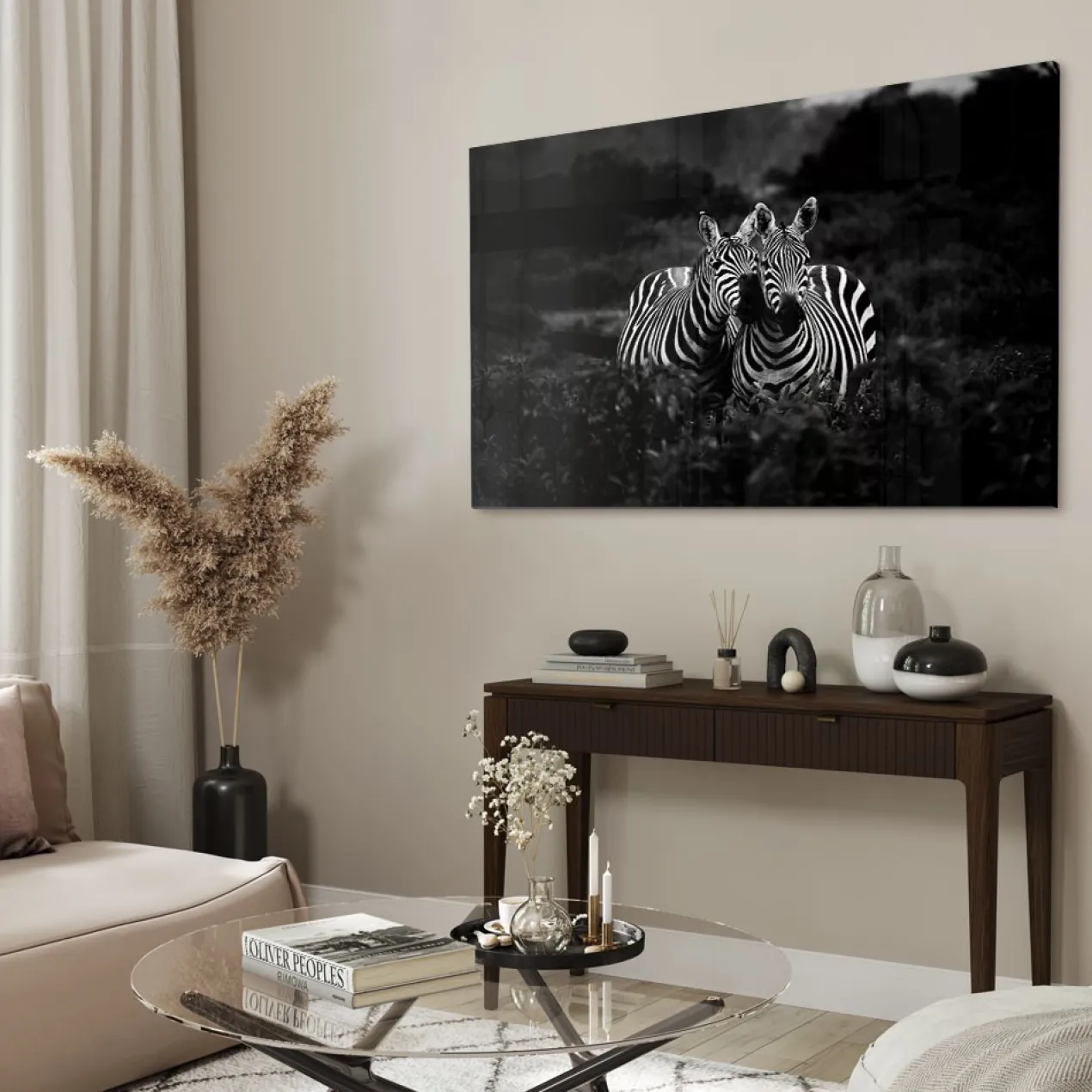Walljar acrylglas schilderij - Two Zebras Nuzzling Acrylglas schilderij - 120 x 180 cm