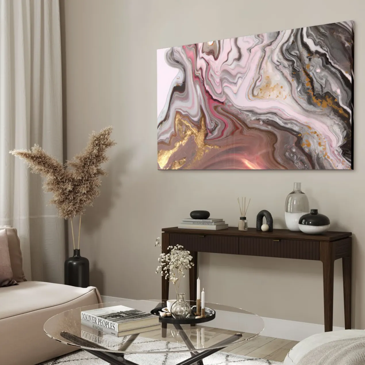 Walljar acrylglas schilderij - Touch of gold Acrylglas schilderij - 150 x 225 cm