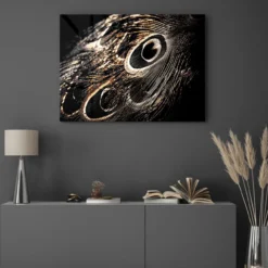 Walljar acrylglas schilderij - Peacock Feathers Acrylglas schilderij - 80 x 120 cm