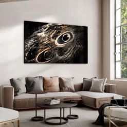 Walljar acrylglas schilderij - Peacock Feathers Acrylglas schilderij - 120 x 180 cm