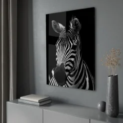 Walljar acrylglas schilderij - Mysterious Zebra Acrylglas schilderij - 60 x 90 cm