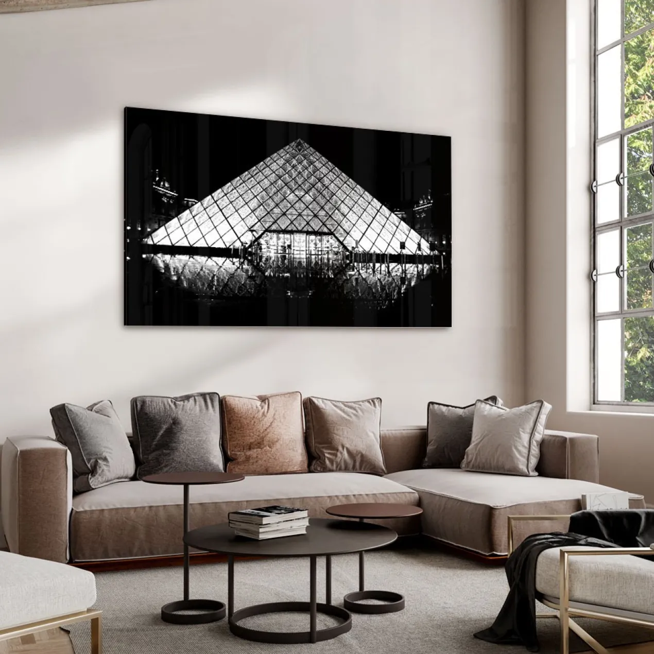 Walljar acrylglas schilderij - Louvre Frontview Acrylglas schilderij - 150 x 225 cm