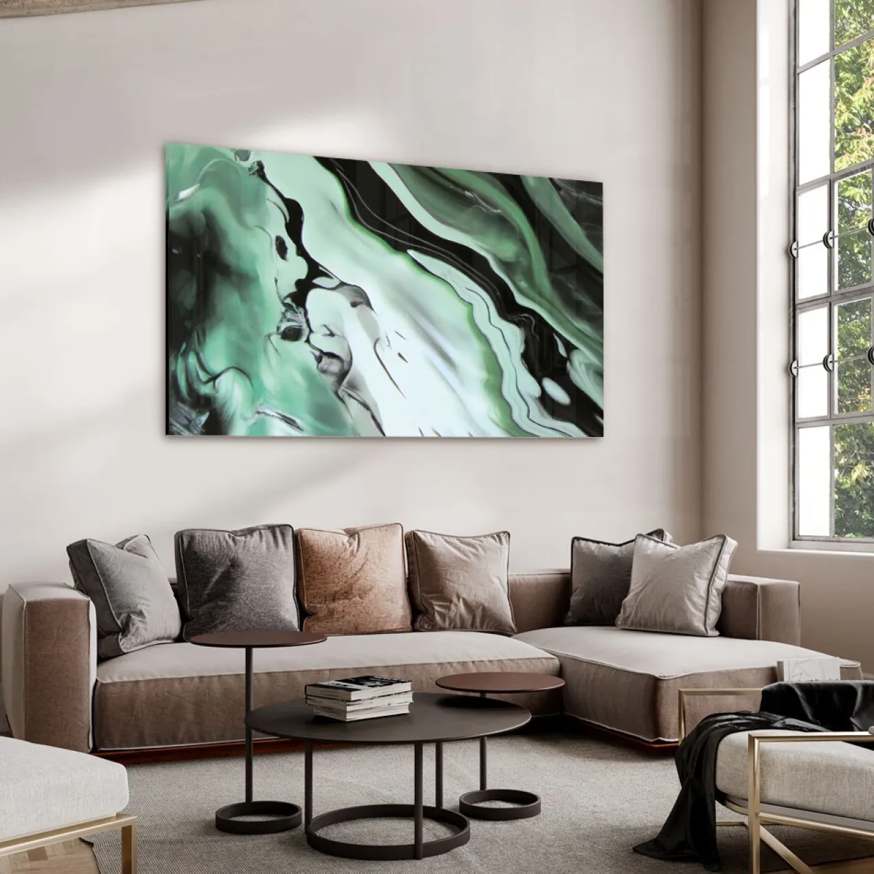 Walljar acrylglas schilderij - Groovy waves Acrylglas schilderij - 80 x 120 cm