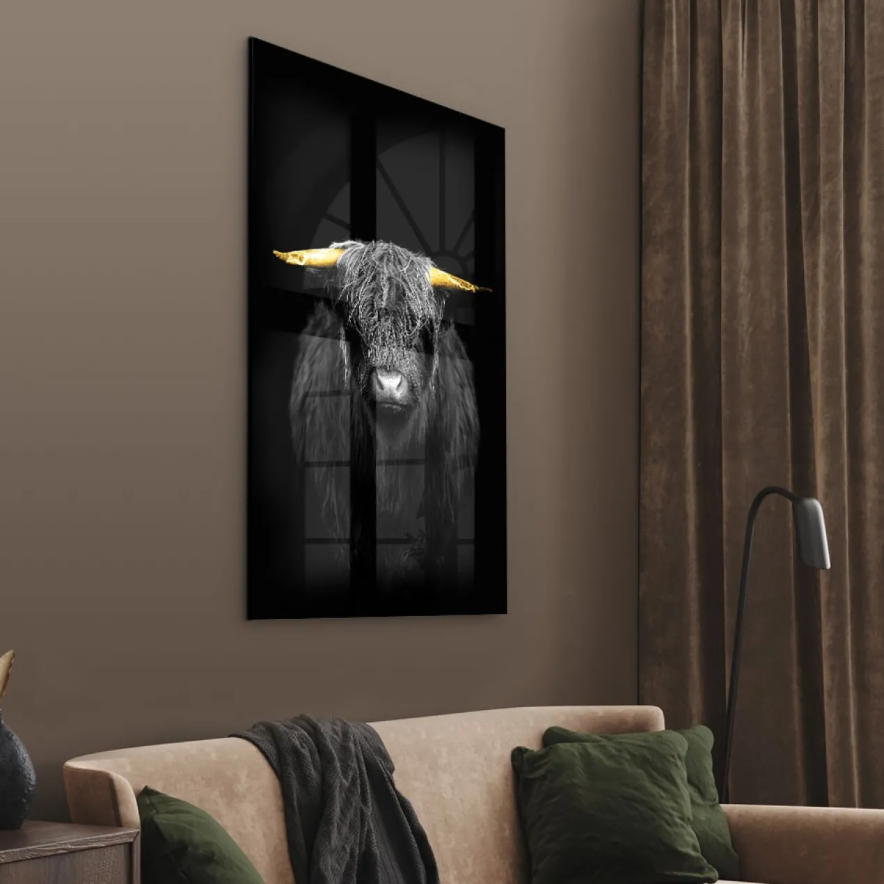 Walljar acrylglas schilderij - Gold Ox Horns Acrylglas schilderij - 120 x 180 cm